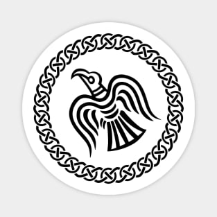 raven of odin viking knotwork black Magnet